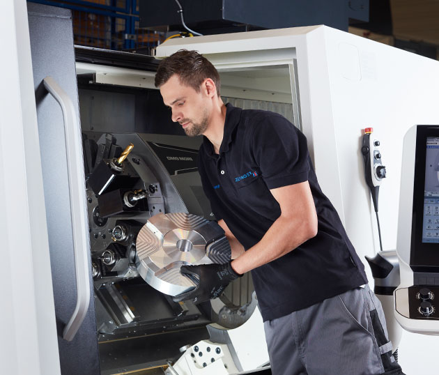 Employee on a machine